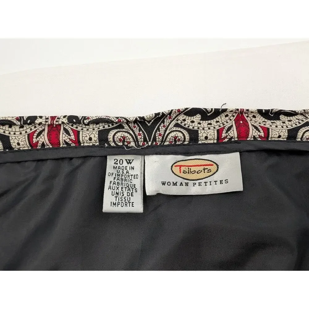 Talbots Vintage Silk Wool Wrap Skirt 20W Made in the USA Paisley Print Career
